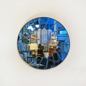 Specchio con cornice in vetro blu, 1960 ca.