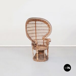 Poltrona Pavone in rattan, 1970 ca.