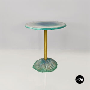 Tavolo da pranzo in ceramica e ottone,  1980 ca.