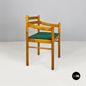 Sedia in legno e tessuto verde, 1960 ca.