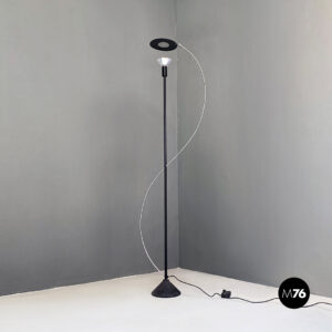 Lampada da terra in metallo nero, 1980 ca.