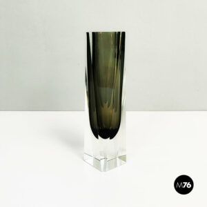 Vaso in vetro di Murano grigio e trasparente, 1970 ca.