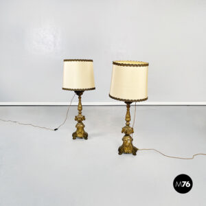 Lampade candelabro in legno dorato, 1800 ca.