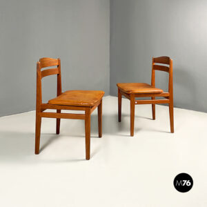 Sedie in legno e pelle marrone, 1960 ca.