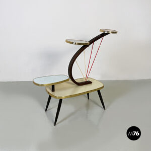 Tavolo portapiante in legno e formica, 1960 ca.