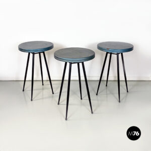 Tavoli da bar in metallo nero e grigio-blu, 1950 ca.