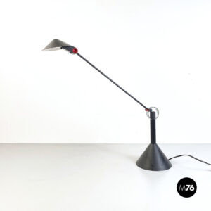 Lampada da tavolo orientabile in metallo nero, 1980 ca.