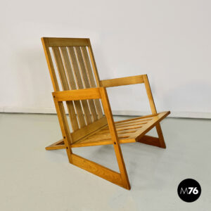 Poltrona a listelli in legno, 1980 ca.