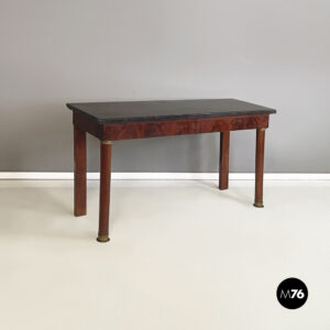 Consolle in marmo nero, legno e bronzo, 1820-1830 ca.