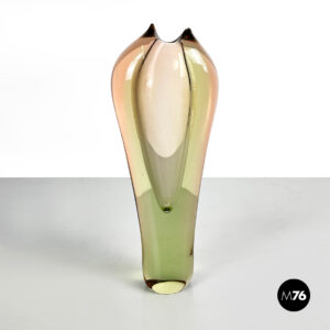 Vaso in vetro di Murano rosa e verde,  1970 ca.