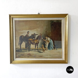 Quadro ad olio con asini, 1960 ca.