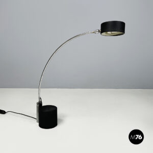 Lampada da tavolo orientabile in metallo nero, 1980 ca.