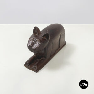 Scatola portagioie a forma di gatto in legno, 1920 ca.