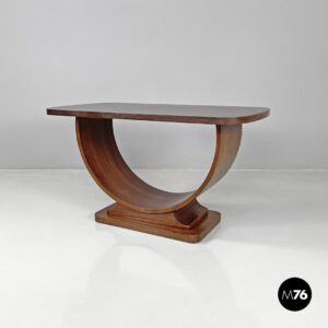 Tavolo da caffè in legno con gambe a semicerchio, 1930 ca.