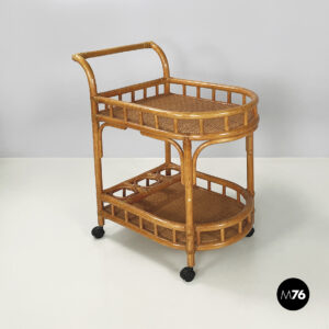 Carrello in rattan e bambù, 1960 ca.