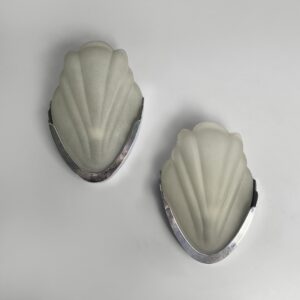 Applique a conchiglia in vetro e metallo, 1930 ca.