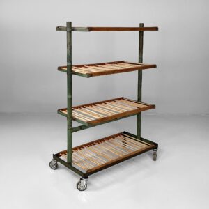 Carrello in legno e metallo verde, 1920 ca.