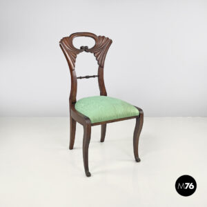 Sedia in legno e tessuto verde, inizio 1800 ca.