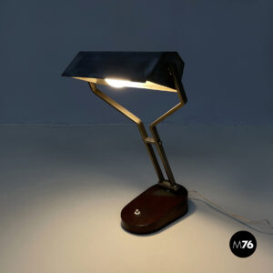 Lampada da tavolo in metallo marrone, 1930 ca.