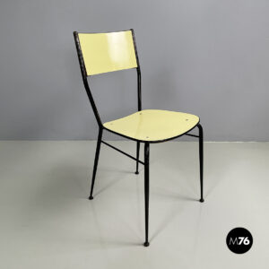 Sedia in laminato giallo e metallo nero, 1960 ca.