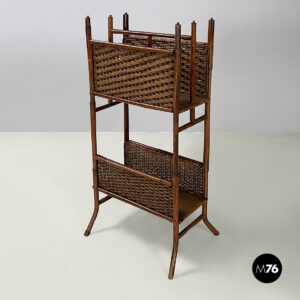 Portariviste a due ripiani in rattan, 1960 ca.