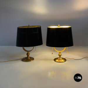 Lampade da tavolo in ottone e plastica nera, 1940 ca.