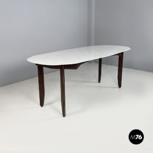 Tavolo da pranzo in marmo, legno e ottone, 1960 ca.