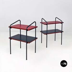 Tavoli da caffè in laminato rosso e nero, 1960 ca.