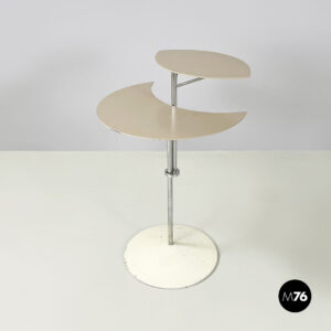 Tavolo da caffè a doppio ripiano in metallo bianco e beige, 1990s