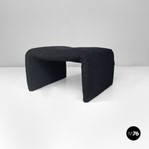 Pouf in tessuto teddy nero, 1970 ca.