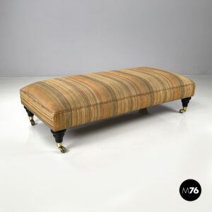 Pouf in tessuto marrone e arancione con ruote, 1970 ca.