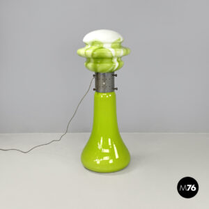 Lampada da terra in vetro di Murano verde e bianco, 1970 ca.