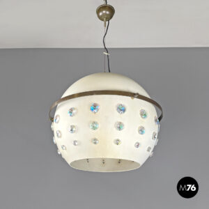Lampadario in metallo con vetro sfaccettato, 1970 ca.