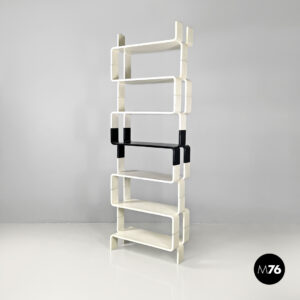 Libreria modulare in legno bianco e nero, 1980 ca.