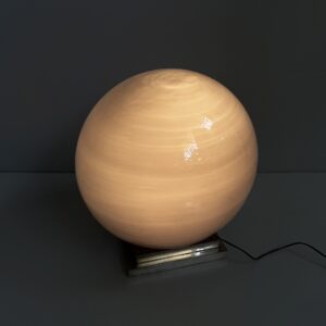 Lampada da tavolo in vetro e acciaio, 1970 ca.
