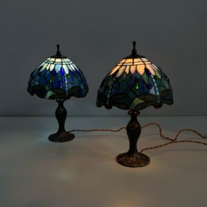 Lampade da tavolo in vetro e ottone, 1980 ca.