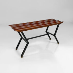 Panca in metallo e legno, 1950 ca.
