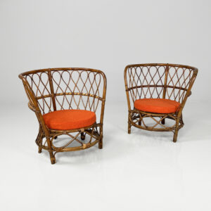 Poltrone a pozzetto in rattan, 1970 ca.