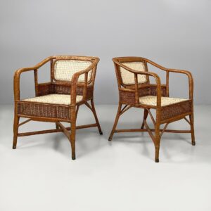 Poltrone in rattan e paglia, 1960 ca.