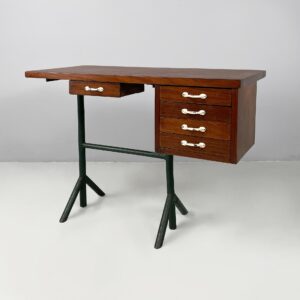 Scrivania in legno e metallo, 1960 ca.