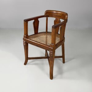 Sedia a pozzetto in legno e paglia, 1930 ca.