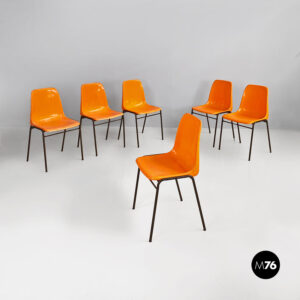 Sedie impilabili in plastica arancione, 1960 ca.