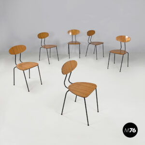 Sedie in formica marrone e metallo nero, 1960 ca.