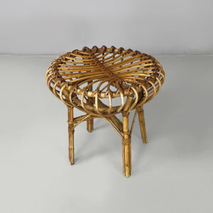 Sgabello in rattan, 1960 ca.