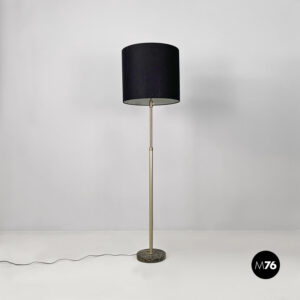 Lampada da terra con paralume in tessuto nero, 1960 ca.