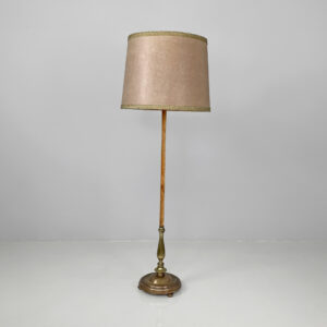 Lampada da terra in velluto e ottone, 1940 ca.
