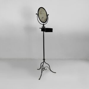 Consolle con specchio in metallo nero, fine 1800 ca.