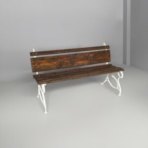 Panca in legno e ghisa bianca, 1930 ca.