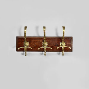 Appendiabiti da parete in legno e ottone, 1920 ca.
